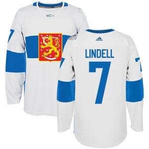 Herren Team Finland #7 Esa Lindell Authentic Weiß Heim 2016 World Cup